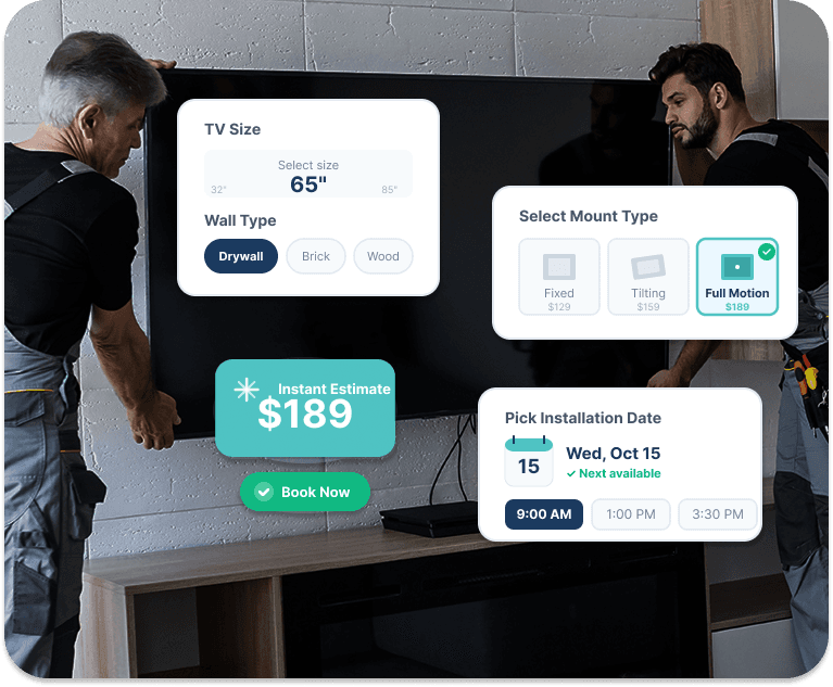 MagicBooker online TV mounting booking form with instant quote
